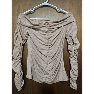 Women's Long Sleeve Off the Shoulder Shirts Tight Fitted Ruched - Size SM